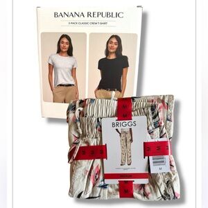 Banana Republic 3-Pack Classic Crew T-Shirts Briggs New York Linen Pants